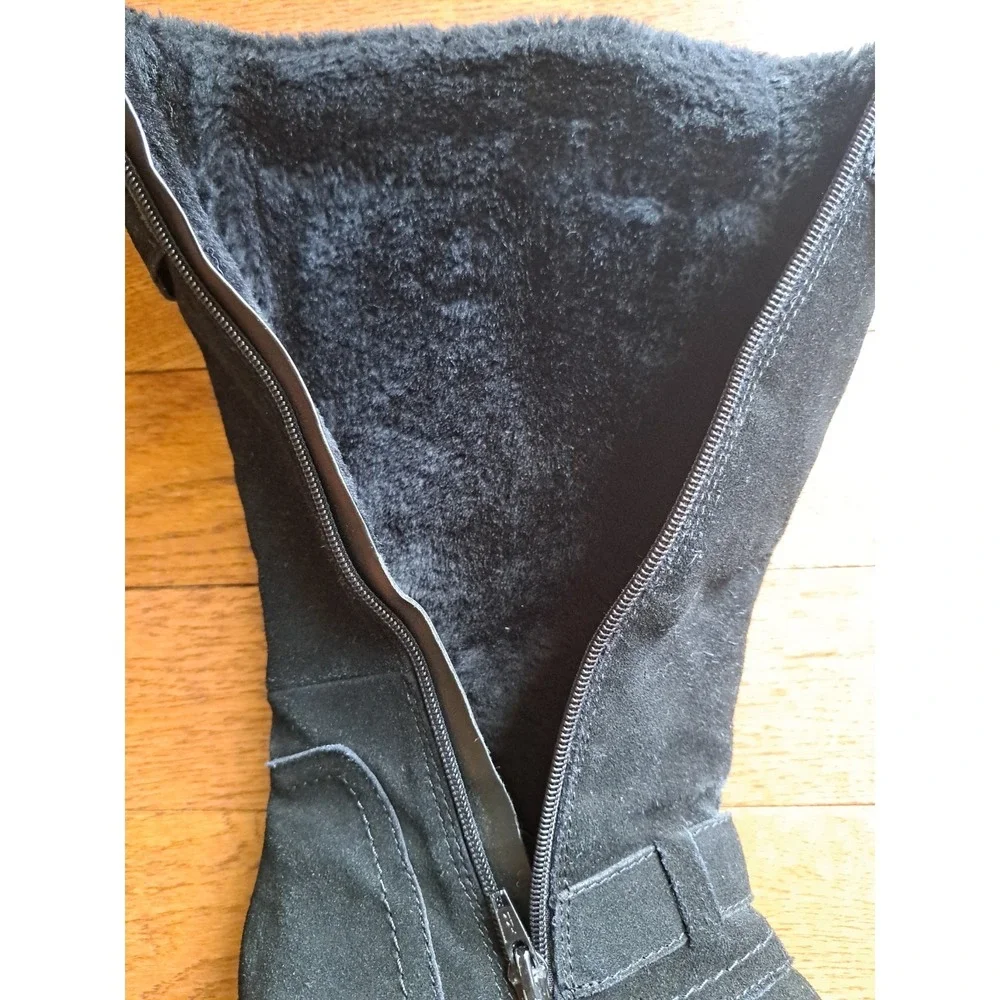 Baretraps Women's Catchy Tall Boots  10 M Black Suede Leather Faux Fur Lining